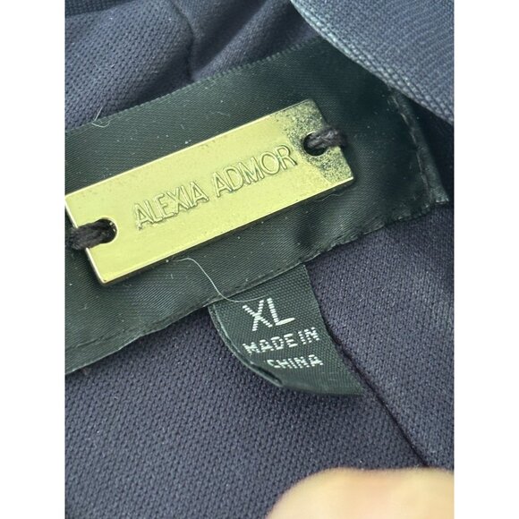 Alexia Admor Womens XL Short Sleeve Navy Katrina Military Sheath Midi Dress - Picture 6 of 12